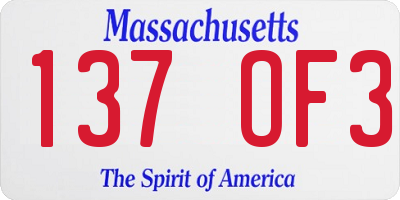 MA license plate 137OF3