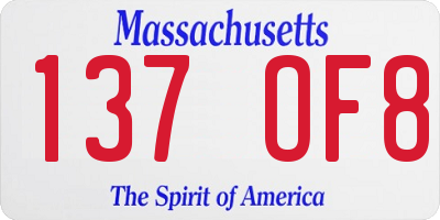 MA license plate 137OF8