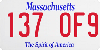 MA license plate 137OF9