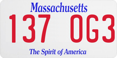MA license plate 137OG3