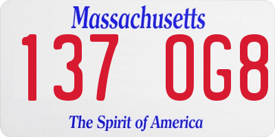 MA license plate 137OG8