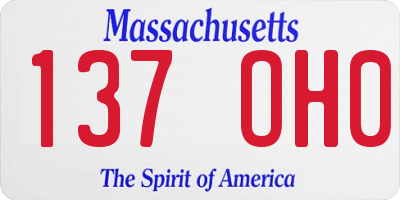 MA license plate 137OH0