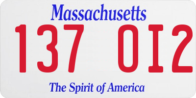 MA license plate 137OI2