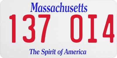 MA license plate 137OI4