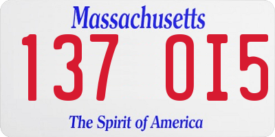 MA license plate 137OI5