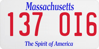 MA license plate 137OI6