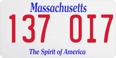 MA license plate 137OI7