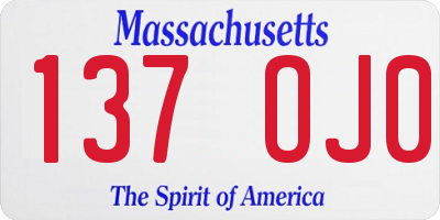 MA license plate 137OJ0