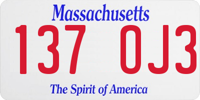 MA license plate 137OJ3