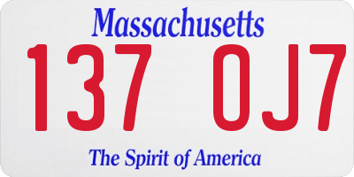 MA license plate 137OJ7