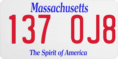 MA license plate 137OJ8