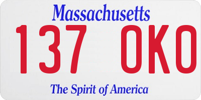 MA license plate 137OK0
