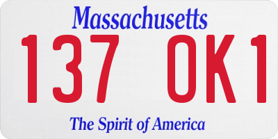 MA license plate 137OK1