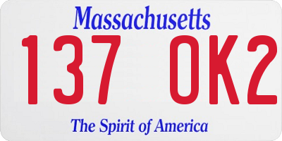 MA license plate 137OK2