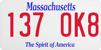 MA license plate 137OK8