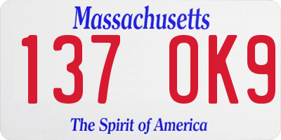 MA license plate 137OK9