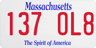MA license plate 137OL8