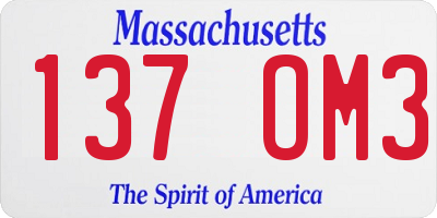 MA license plate 137OM3