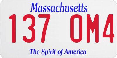 MA license plate 137OM4