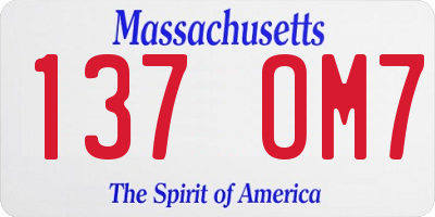 MA license plate 137OM7