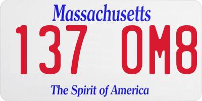 MA license plate 137OM8