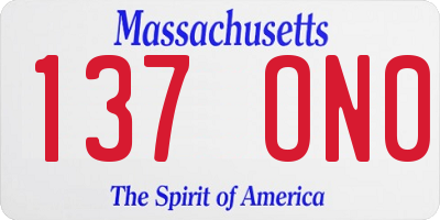 MA license plate 137ON0