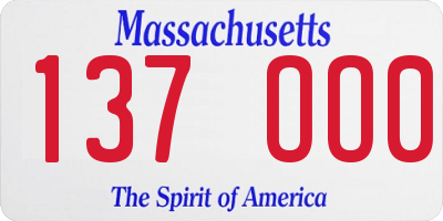 MA license plate 137OO0