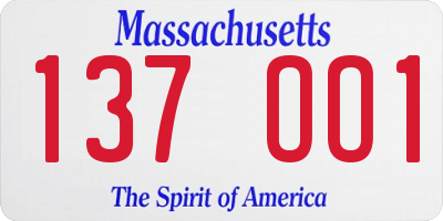 MA license plate 137OO1