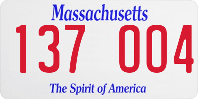 MA license plate 137OO4
