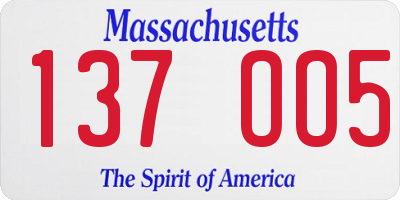 MA license plate 137OO5