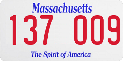 MA license plate 137OO9