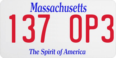 MA license plate 137OP3