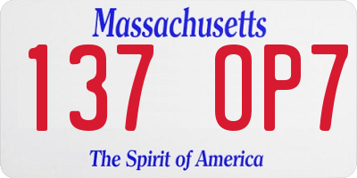MA license plate 137OP7