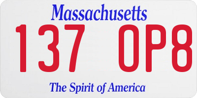 MA license plate 137OP8