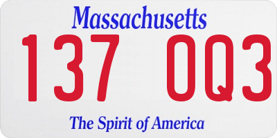 MA license plate 137OQ3