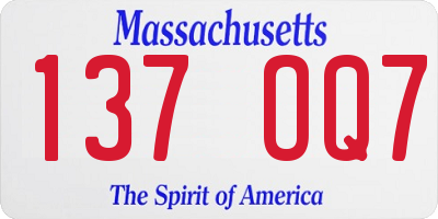 MA license plate 137OQ7