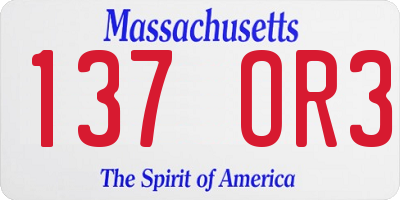 MA license plate 137OR3