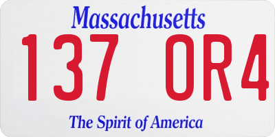 MA license plate 137OR4