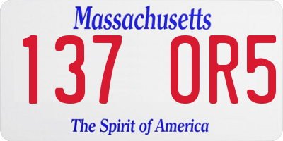 MA license plate 137OR5