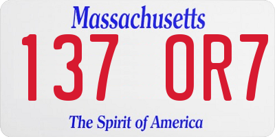 MA license plate 137OR7