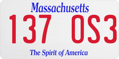 MA license plate 137OS3
