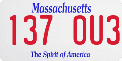 MA license plate 137OU3