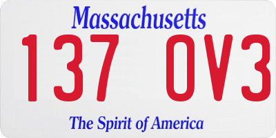 MA license plate 137OV3