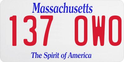 MA license plate 137OW0