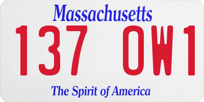 MA license plate 137OW1