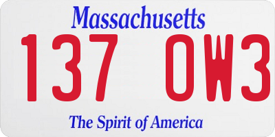 MA license plate 137OW3