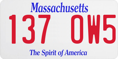 MA license plate 137OW5