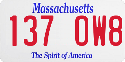 MA license plate 137OW8