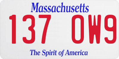 MA license plate 137OW9