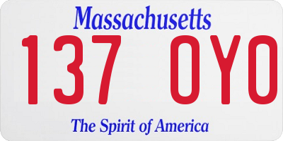 MA license plate 137OY0